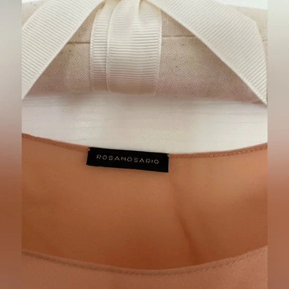 Rosamosario 100% Silk Georgette Oversized Cut Italian Silk Nude Tan Top Tee - Picture 4 of 12